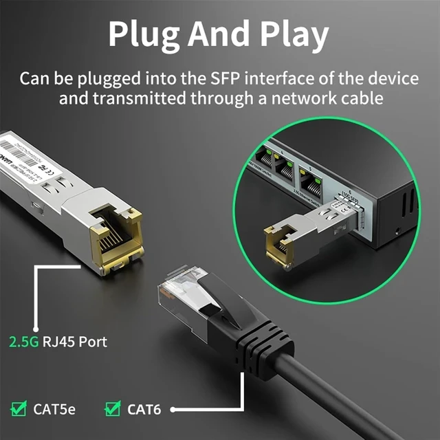 Alt view image 5 of 7 - HORACO 10G SFP+ 2.5G Copper SFP Modules Optical Port Turn to RJ45 Ethernet Port Gigabit 1000M Transceiver (Color : HC-10GE-T)