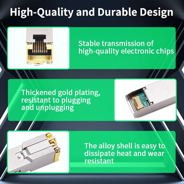 Alt view image 4 of 7 - HORACO 10G SFP+ 2.5G Copper SFP Modules Optical Port Turn to RJ45 Ethernet Port Gigabit 1000M Transceiver (Color : HC-10GE-T)