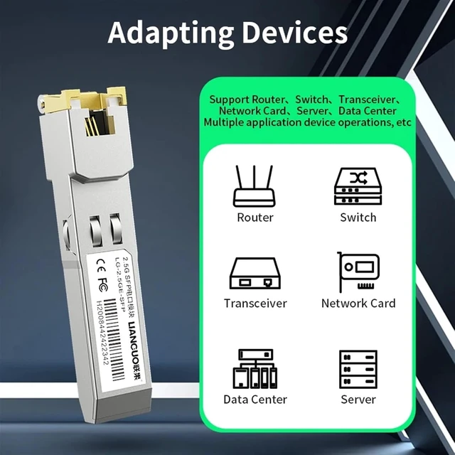 Alt view image 7 of 7 - HORACO 10G SFP+ 2.5G Copper SFP Modules Optical Port Turn to RJ45 Ethernet Port Gigabit 1000M Transceiver (Color : HC-10GE-T)