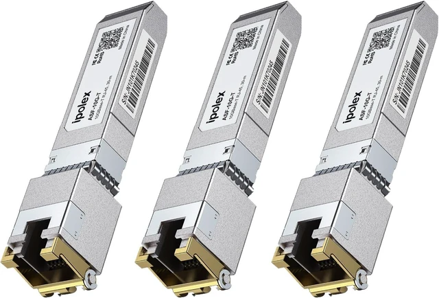 Main image of ipolex SFP+ to RJ45 Transceiver, 10GBase-T Copper SFP+ Module, 1.25/2.5/5/10G RJ45 Transceiver Compatible for Cisco SFP-10G-T, Ubiquiti F-RJ45-10G, Mikrotik, Netgear, TP-Link, D-Link and More, 3 Pack