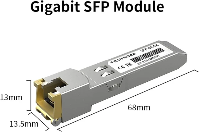 Alt view image 2 of 6 - 1.25G SFP to RJ45 Copper SFP Module Transceiver, 1000Base-T SFP to Ethernet Module 1000M Transceiver Module