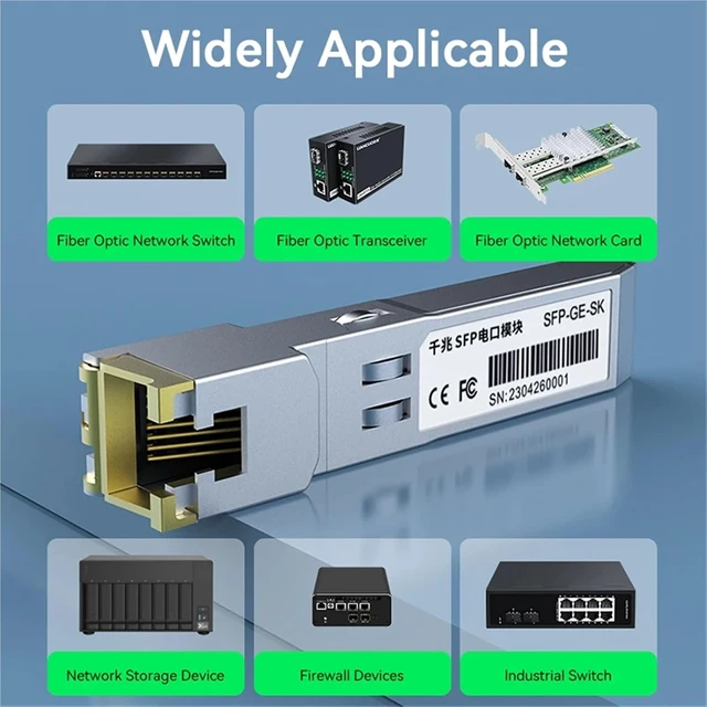 Alt view image 6 of 6 - 1.25G SFP to RJ45 Copper SFP Module Transceiver, 1000Base-T SFP to Ethernet Module 1000M Transceiver Module