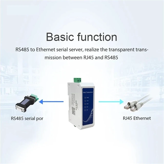 Alt view image 2 of 5 - RS485 Rail Style Serial Port to RJ45 Ethernet Serial Sever NA111 Industrial Standard DC8~28V Data Transmission Transceiver
