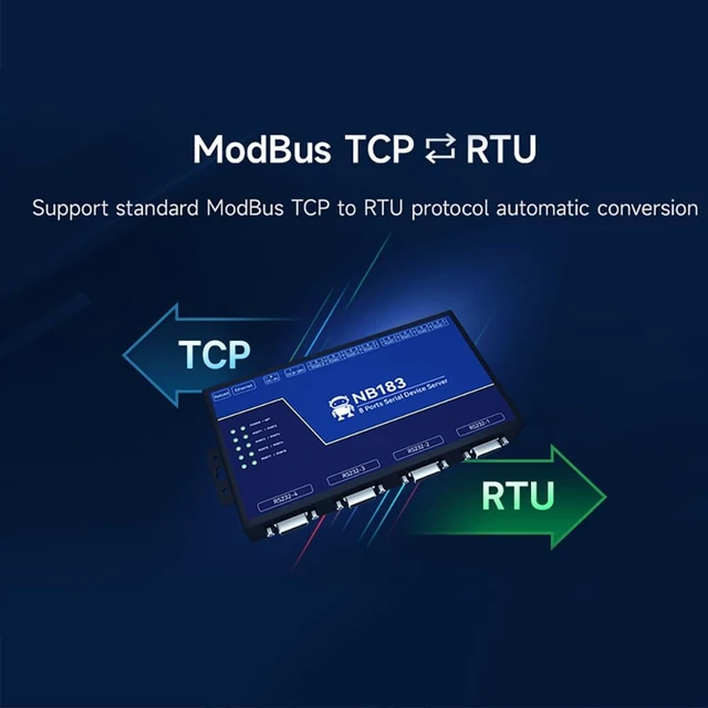 Alt view image 6 of 7 - 8 Channel RS485 RS232 to Ethernet Serial Server NB183-V2 Series TCP UDP MQTT HTTP Modbus Gateway TCP- RTU Host Computer at Command (Non-Isolated)