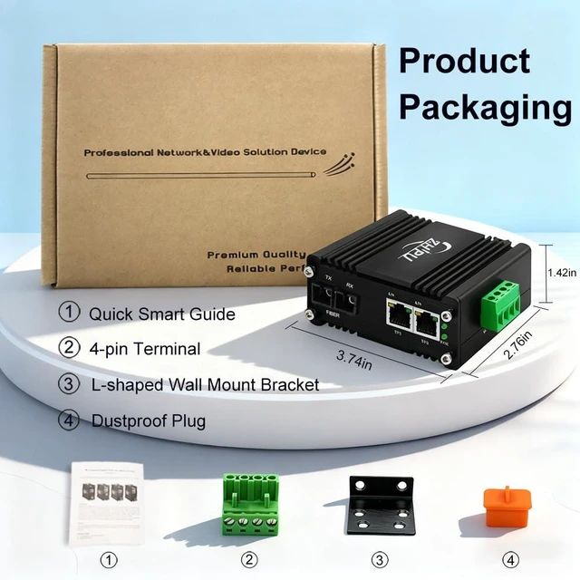 Alt view image 5 of 7 - Industrial Single Mode SC 20km 1Dual-Fiber Media Converter