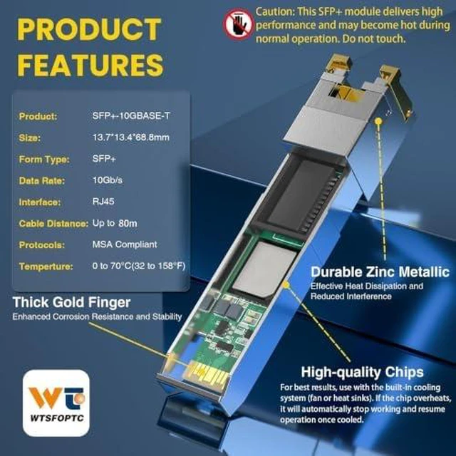 Main image of 4 Pack 10G SFP+ to RJ45 Module, 80m 10Gbase-T SFP to Ethernet Transceiver