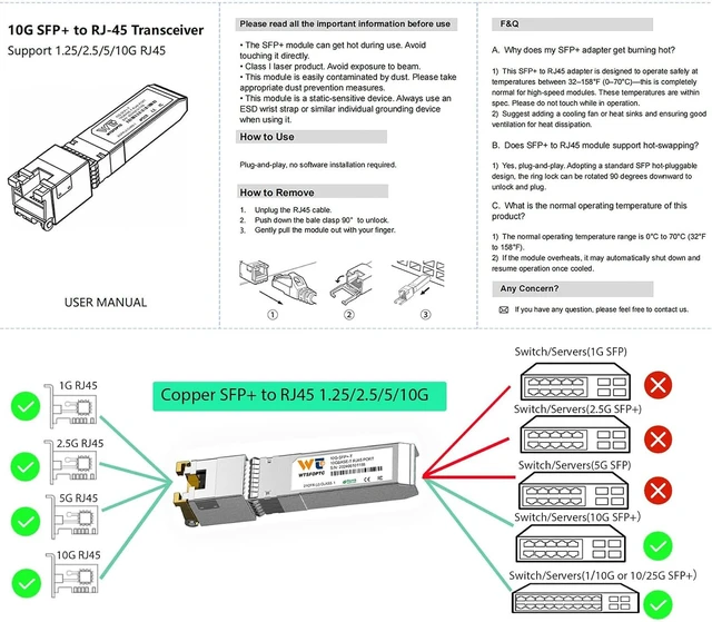 Alt view image 5 of 7 - 6 Pack 10Gb SFP+ to RJ-45 Module (80m), 10 Gig SFP Copper Transceiver