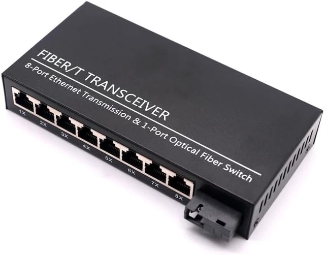 Main image of 2PCS 100M Fiber Optic transceiver 1 Optical 8 Electrical Single Mode Single Fiber Video Surveillance 20km Converter