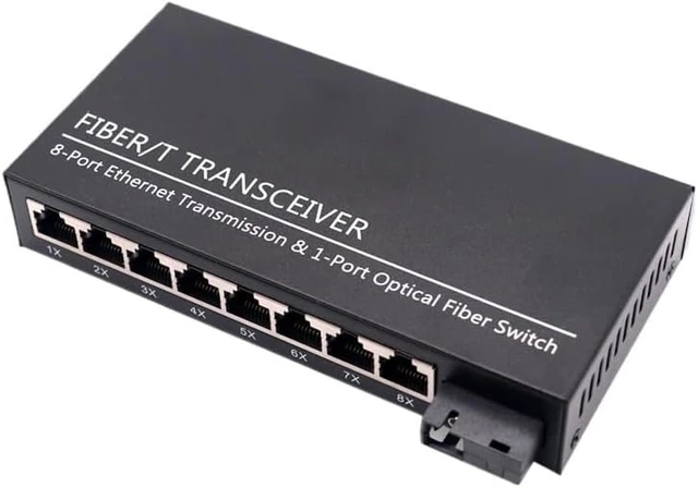 Alt view image 2 of 5 - 2PCS 100M Fiber Optic transceiver 1 Optical 8 Electrical Single Mode Single Fiber Video Surveillance 20km Converter
