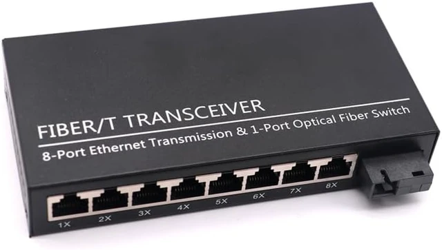 Alt view image 5 of 5 - 2PCS 100M Fiber Optic transceiver 1 Optical 8 Electrical Single Mode Single Fiber Video Surveillance 20km Converter