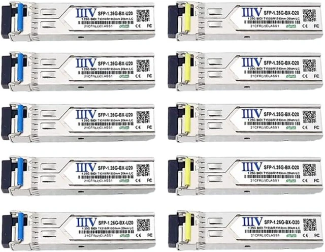 Main image of 1000Base-BIDI SFP, 1.25G 20km LC Simplex Single Mode Fiber Transceiver DDM, Compatible with Cisco, Netgear, TP-Link and More (1310nm Tx/1550nm Rx) (5 Pairs)
