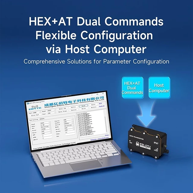 Alt view image 5 of 6 - 433/470/868/915M RS485 Lora Wireless Data Transmitter E91 Series ESD 30-37bm Long Distance Modbus LBT AT HEX Command IP67 (900M 30dbm)