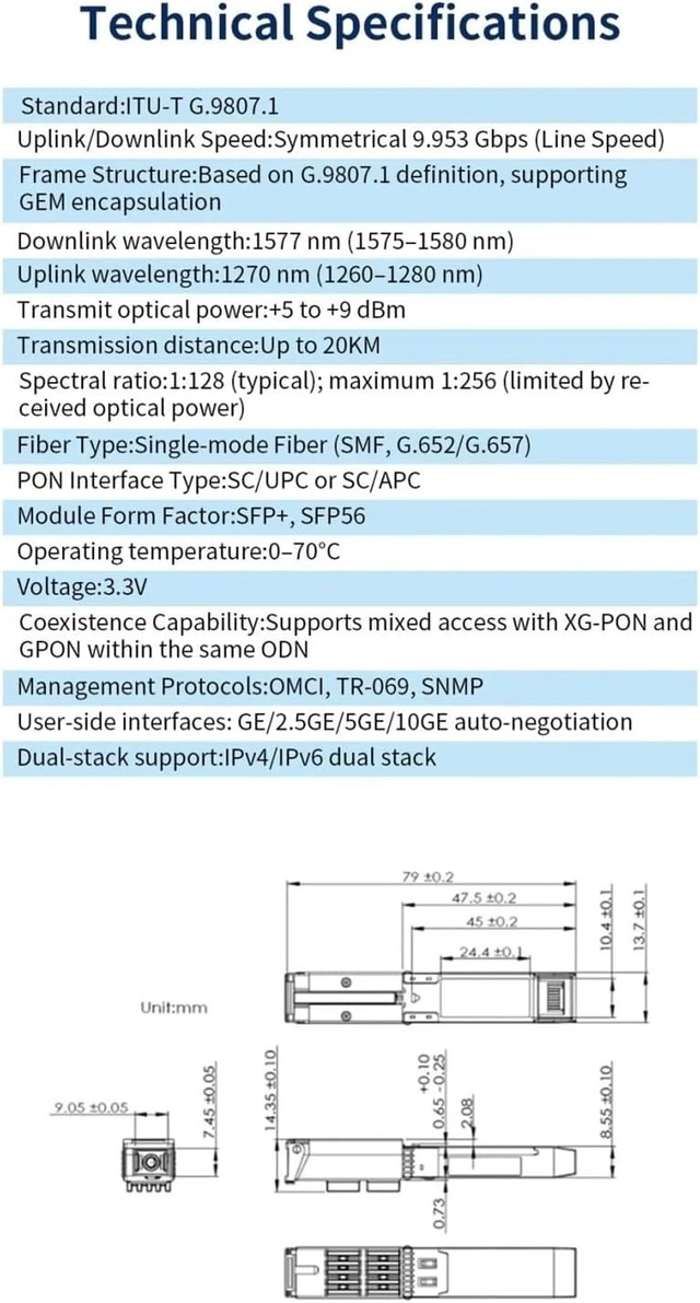 Alt view image 3 of 6 - SFP Module XGSPON ONU Stick SFP+, Pre-Install 8311 fimrware Support IP SN MAC managerment, 10Gb/s SC/UPC 1270/1577nm SMF SFP ONT(1pc)