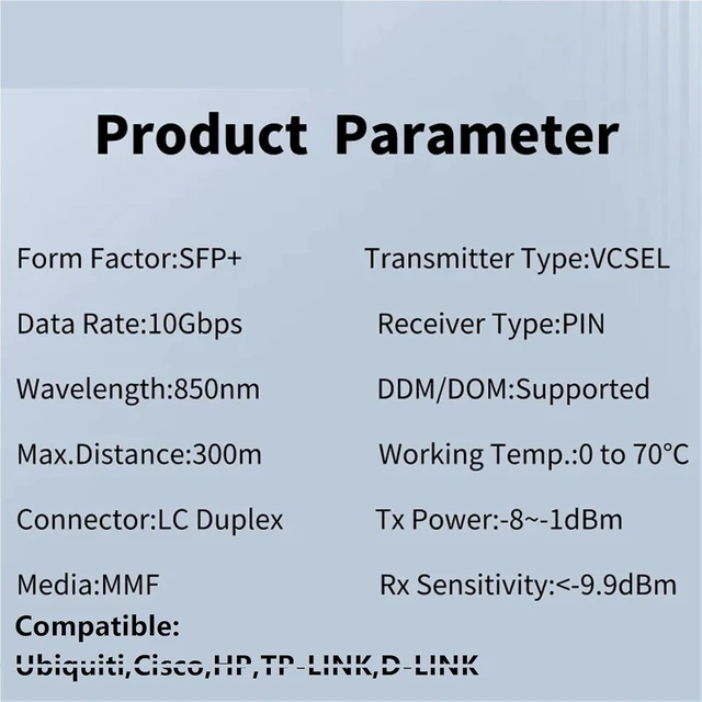 Alt view image 2 of 5 - SFP Module 10G SR SFP+ LC Transceiver,10G 850nm MMF Multimode Module, Transmission Distance 300m(5pcs)
