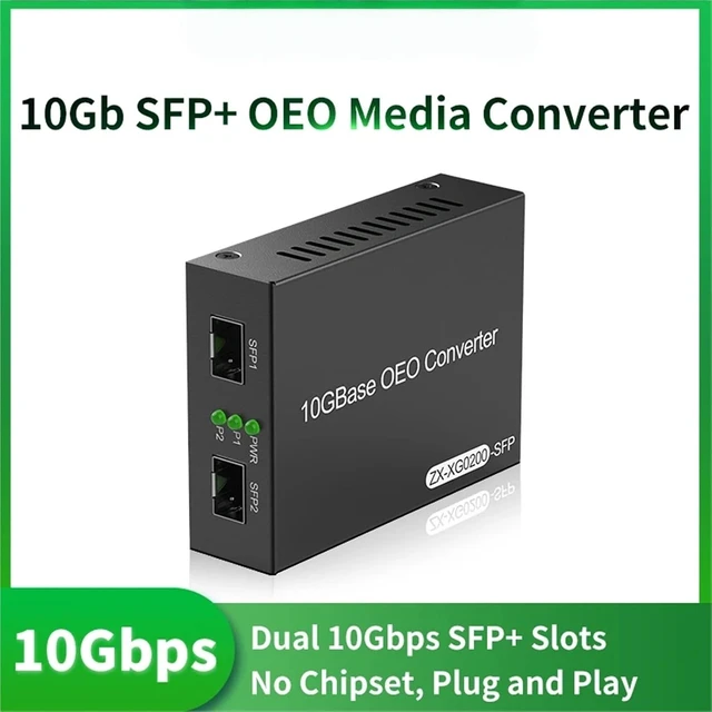 Alt view image 2 of 7 - 10Gb SFP+ OEO SFP to SFP Media Converter Dual 10G SFP+ Slots 100M/1G/2.5G/10GBase-T Fibre Media Converter(US Adapter)