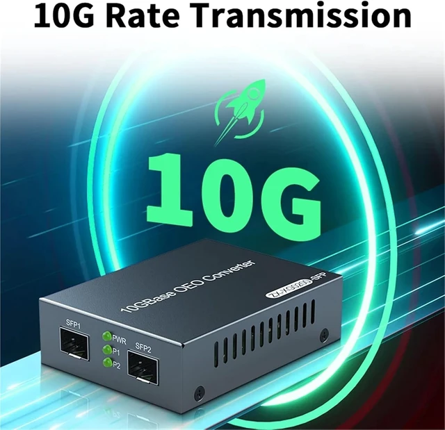 Alt view image 3 of 7 - 10Gb SFP+ OEO SFP to SFP Media Converter Dual 10G SFP+ Slots 100M/1G/2.5G/10GBase-T Fibre Media Converter(US Adapter)