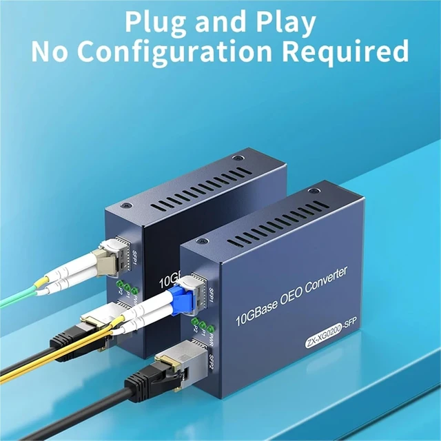 Alt view image 5 of 7 - 10Gb SFP+ OEO SFP to SFP Media Converter Dual 10G SFP+ Slots 100M/1G/2.5G/10GBase-T Fibre Media Converter(US Adapter)