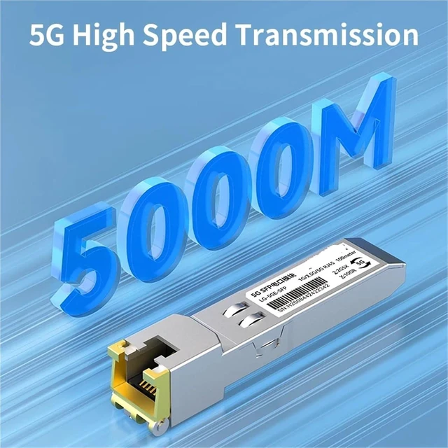 Alt view image 2 of 6 - 5G SFP Module 2.5GbE Copper SFP Modules Optical Port to RJ45 Ethernet Port Gigabit 1000M Transceiver Module