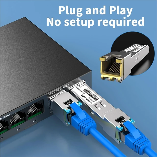 Alt view image 3 of 6 - 5G SFP Module 2.5GbE Copper SFP Modules Optical Port to RJ45 Ethernet Port Gigabit 1000M Transceiver Module