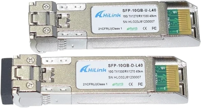 Alt view image 3 of 6 - 10G WDM 40KM BIDI 1270nm/1330nm SFP+ Transceiver 40KM 10G ER SMF Transceiver (Color : 2 Pairs)