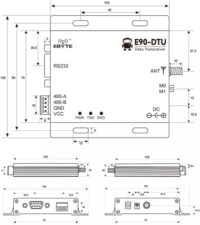 Alt view image 6 of 7 - 433MHz LoRa Wireless Transceiver RS232 RS485 37dbm Long Distance 20km E90-DTU(433L37)-V8 Transceiver Receiver 433 MHz Radio Modem