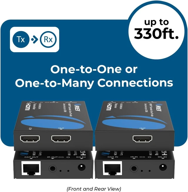 Alt view image 2 of 7 - OREI HDMI Over Ethernet Extender Over CAT6 330ft, Loop Out, Over IP, EZCast