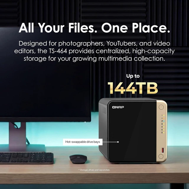 Alt view image 3 of 7 - QNAP TS-464-8G-US 4 Bay Desktop NAS