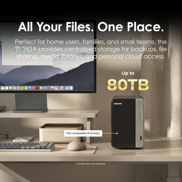 Alt view image 4 of 7 - QNAP TS-262A-4G 2-Bay Desktop NAS