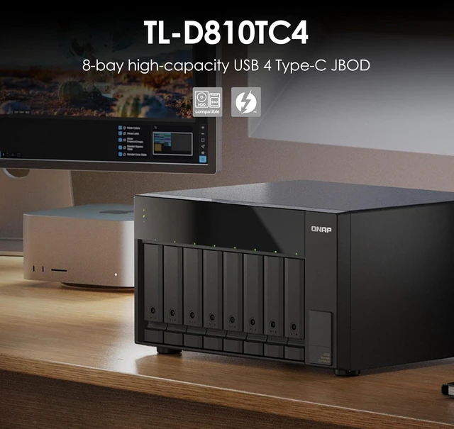 Alt view image 2 of 7 - QNAP TL-D810TC4-US 8-Bay Desktop DAS/JBOD Storage Expansion Enclosure