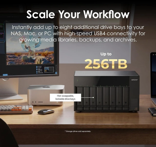 Alt view image 3 of 7 - QNAP TL-D810TC4-US 8-Bay Desktop DAS/JBOD Storage Expansion Enclosure