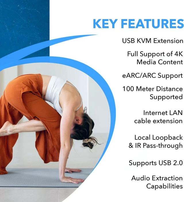 Alt view image 6 of 7 - OREI USB Extender Over Cat6 330ft, HDBaseT 3.0, 4K Loop Out, Two-Way IR/KVM