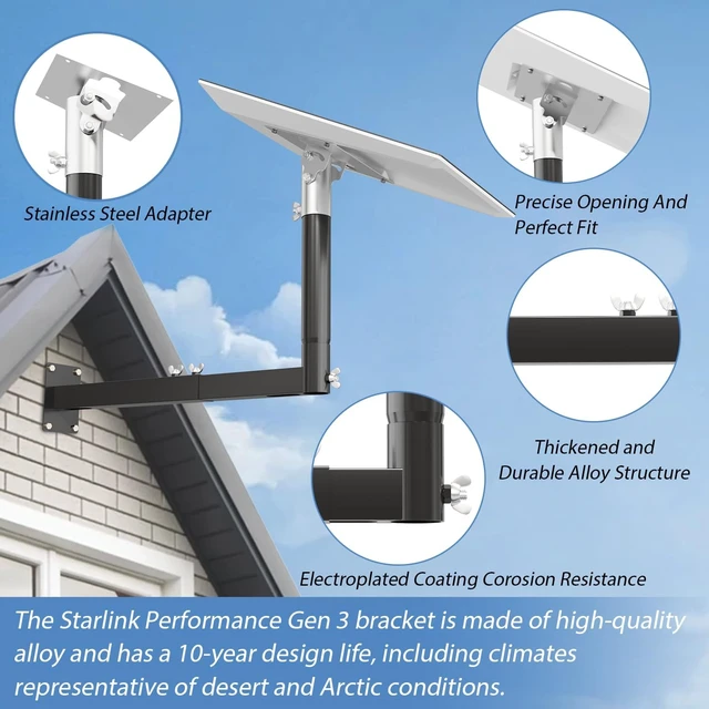 Alt view image 6 of 6 - Starlink Performance Gen 3 Wall Mount, Starlink Roof/Pole Mount,Adjustable