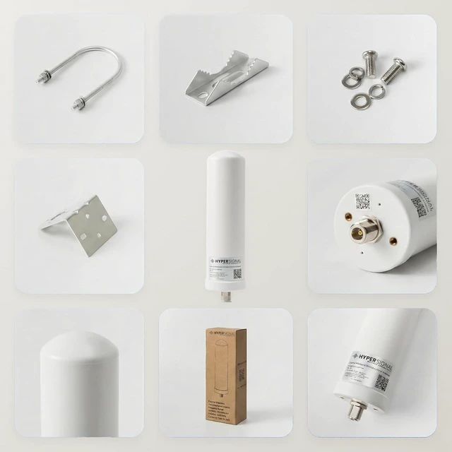 Alt view image 3 of 7 - Omnidirectional Antenna, Wideband 600MHz - 6000MHz, Weatherproof, Pole-Mounted, DC-Grounded Lightning Protection, 63mm x 220mm, for DAS, GSM, LTE, 5G, WiFi Applications