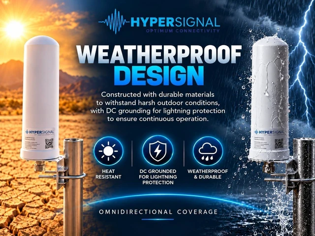 Alt view image 6 of 7 - Omnidirectional Antenna, Wideband 600MHz - 6000MHz, Weatherproof, Pole-Mounted, DC-Grounded Lightning Protection, 63mm x 220mm, for DAS, GSM, LTE, 5G, WiFi Applications