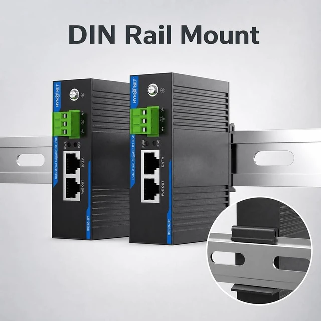 Alt view image 4 of 7 - 90W PoE++ Injector 802.3bt Gigabit for Industrial DIN-Rail Mount