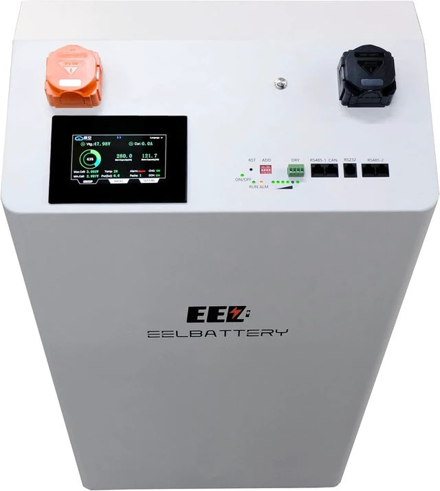 Alt view image 3 of 6 - EEL 48V 16S Vertical DIY Kit Battery Box Built-in JK Inverter 2A Active Balance 200A BMS with 4.3" LCD Screen with Wheels(No Cells)