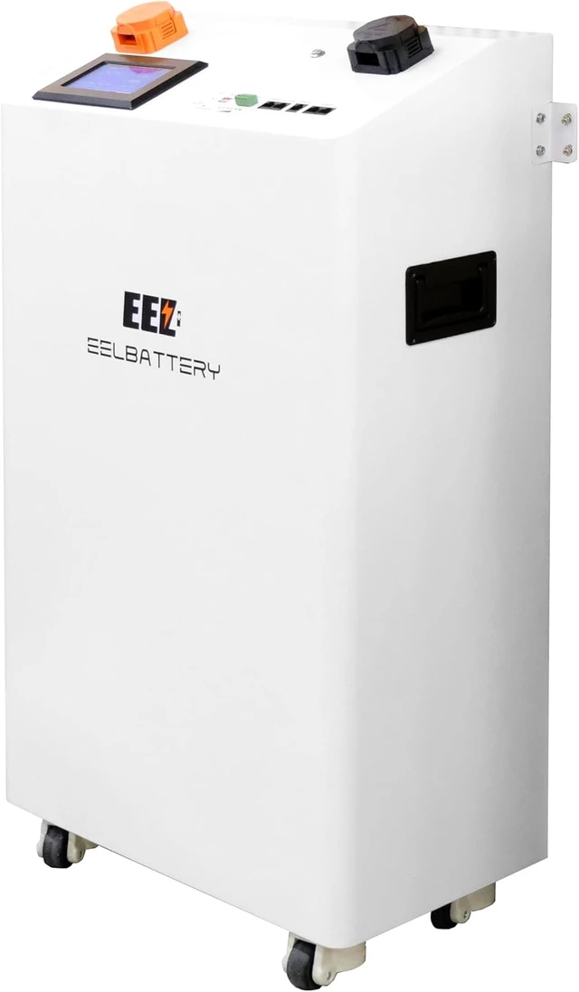 Alt view image 4 of 6 - EEL 48V 16S Vertical DIY Kit Battery Box Built-in JK Inverter 2A Active Balance 200A BMS with 4.3" LCD Screen with Wheels(No Cells)