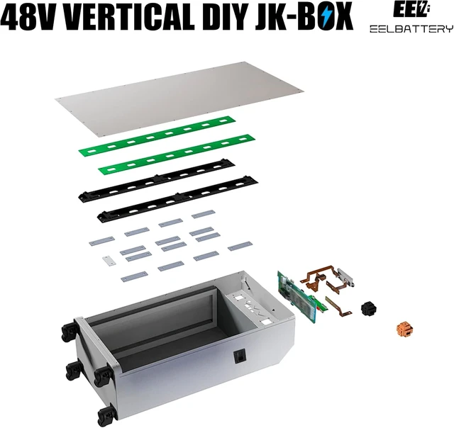 Alt view image 5 of 6 - EEL 48V 16S Vertical DIY Kit Battery Box Built-in JK Inverter 2A Active Balance 200A BMS with 4.3" LCD Screen with Wheels(No Cells)