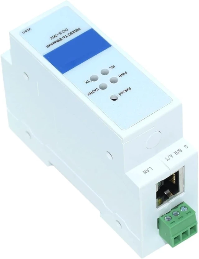 Alt view image 3 of 3 - USR-DR301 DIN Rail RS232 to Ethernet Serial Server(Device with US Plug)