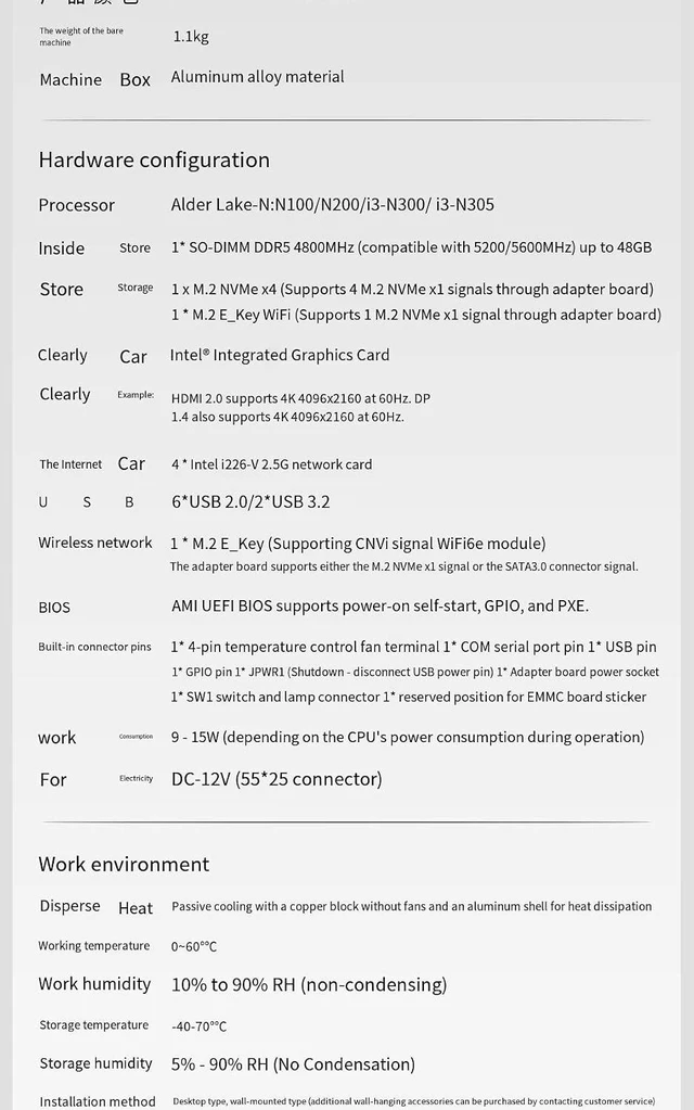 Alt view image 4 of 7 - 5Bay M.2 NVMe Mini PC NAS Server, 4×2.5GbE LAN Micro Desktop Computer, 4K@60Hz Output, DDR5 Memory, Support Router Firewall QNAS Function for Home Office Business Storage