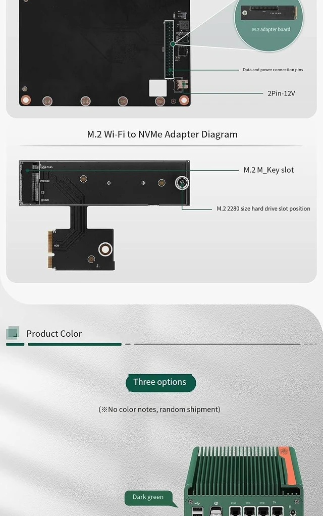 Alt view image 6 of 7 - 5Bay M.2 NVMe Mini PC NAS Server, 4×2.5GbE LAN Micro Desktop Computer, 4K@60Hz Output, DDR5 Memory, Support Router Firewall QNAS Function for Home Office Business Storage