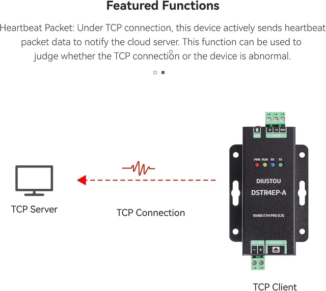 Alt view image 4 of 7 - RS485 to Ethernet Converter, Serial to RJ45 Server, Industrial Isolated