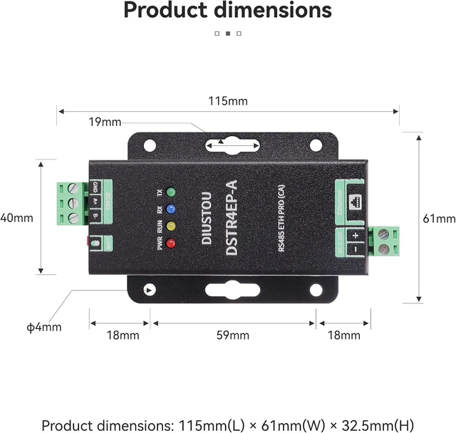 Alt view image 7 of 7 - RS485 to Ethernet Converter, Serial to RJ45 Server, Industrial Isolated