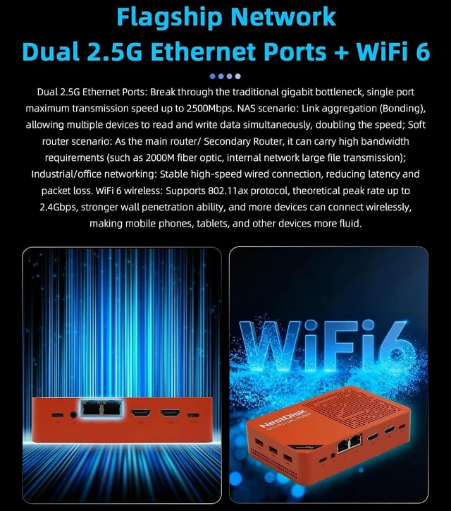Alt view image 5 of 7 - youyeetoo NestDisk Mini PC NAS 4-Bay NVMe N150 12GB DDR5 Dual 2.5GbE (12GB+64GB(eMMC),Without USB Fan)