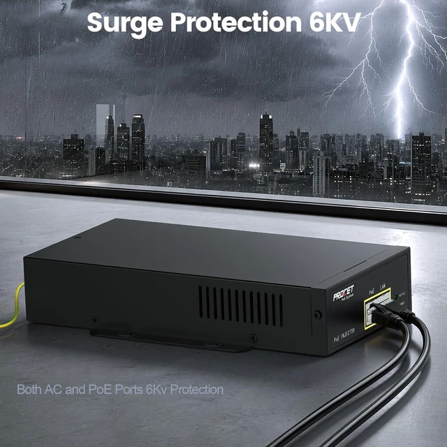Alt view image 5 of 7 - PROCET PoE Injector 10GbE Gigabit PoE++160W, -40 to 104, 6Kv Surge Protection for mmWave Bridge/Access Point, PTZ/AI Camera, Speed Radar Sign, Smart Factory, LED Kiosks, Base Station