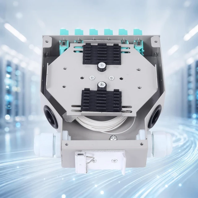 Alt view image 2 of 5 - 2 Pcs LC OM3 Duplex MM 6 Port DIN Rail Fiber Optic Enclosure