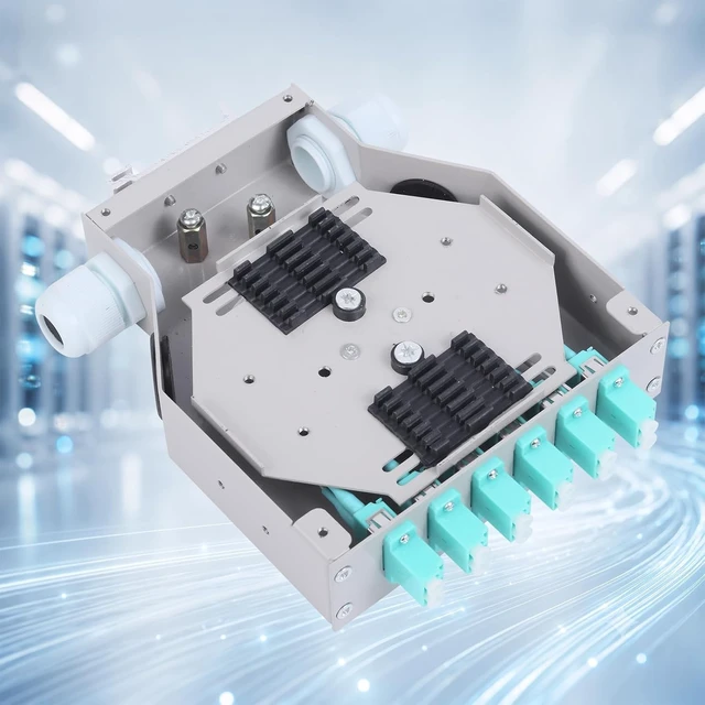 Alt view image 3 of 5 - 2 Pcs LC OM3 Duplex MM 6 Port DIN Rail Fiber Optic Enclosure