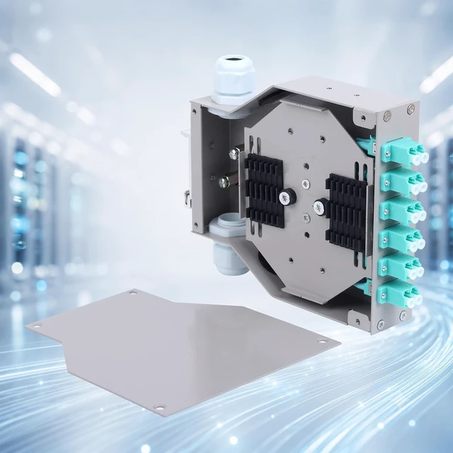 Alt view image 4 of 5 - 2 Pcs LC OM3 Duplex MM 6 Port DIN Rail Fiber Optic Enclosure