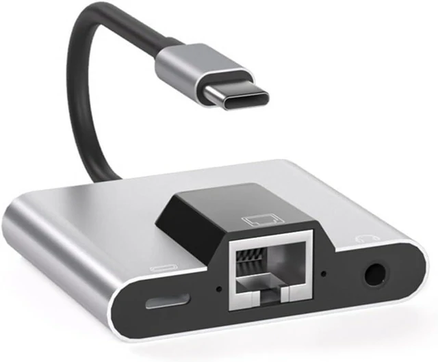 Main image of Type C to Ethernet LAN Network Adapter Hub USB C to 3.5mm PD Charging Docking Station