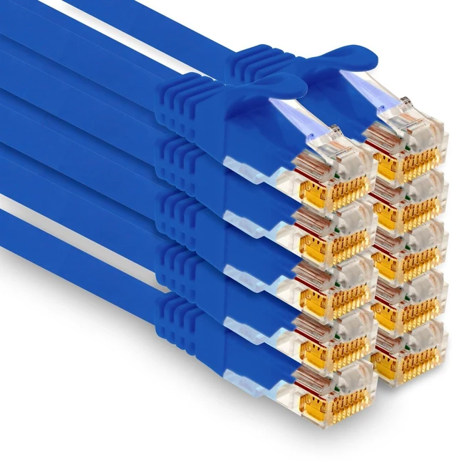 Main image of 1aTTack.de - 10 x 1.5m Cat7 network cable, Cat.7 Ethernet, Lan & Cat 7 patch cable for maximum internet speed & connects all devices with RJ 45 plug blue